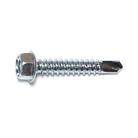 Midwest Fastener Self-Drilling Screw, #12 x 1-1/4 in, Zinc Plated Steel Flange Hex Head External Hex Drive, 25 PK 36043